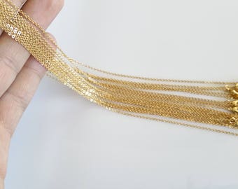 10 Gold Necklace Chain, Gold Chain, Thin Chain, Delicate Chain, Gold Bulk Chain, Chain Supply, 16K Real Gold Plated, Jewelry Beads 1CH-GP-10