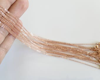 10 Rose Gold Chain Bulk, Jewelry Supply, Bulk Cable Chain, Chain Supply, Real Rose Gold Plated (Not imitation), 230's Chain, 1CH-RP-10
