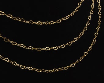 Heart Chain, 3 feet, Fancy Heart Chain, Multi Heart Chain, Real 16K Gold Plated, Bulk Chain Necklace, Jewelry Wholesale,Bulk Chain,CH1-G-06C