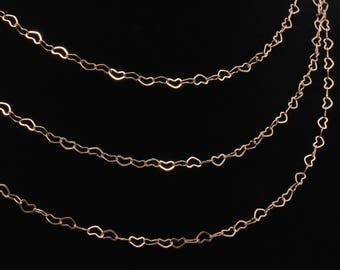 Heart Chain, 3 feet, Fancy Heart Chain, Multi Heart Chain, Rose Gold Plated, Bulk Chain Necklace, Jewelry Wholesale, Bulk Chain, CH1-R-06C