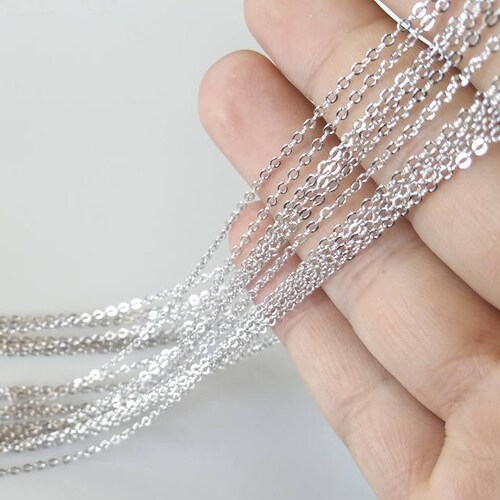10 Pcs Rhodium Necklace Chain Diamond Cut Chain Wholesale Etsy