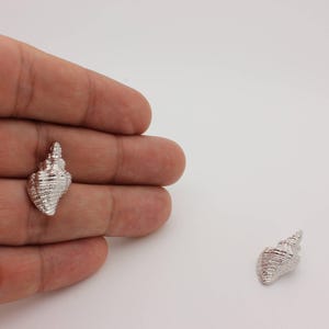 Silver Spiral Seashell Charm: Rhodium Plated Beach Pendant (1 Pc)