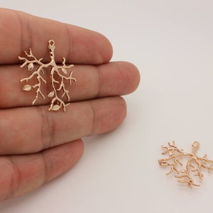 Ciondolo Albero della vita placcato oro rosa: (1 pezzo) ciondolo fai da te (30,46 x 26,97 mm)