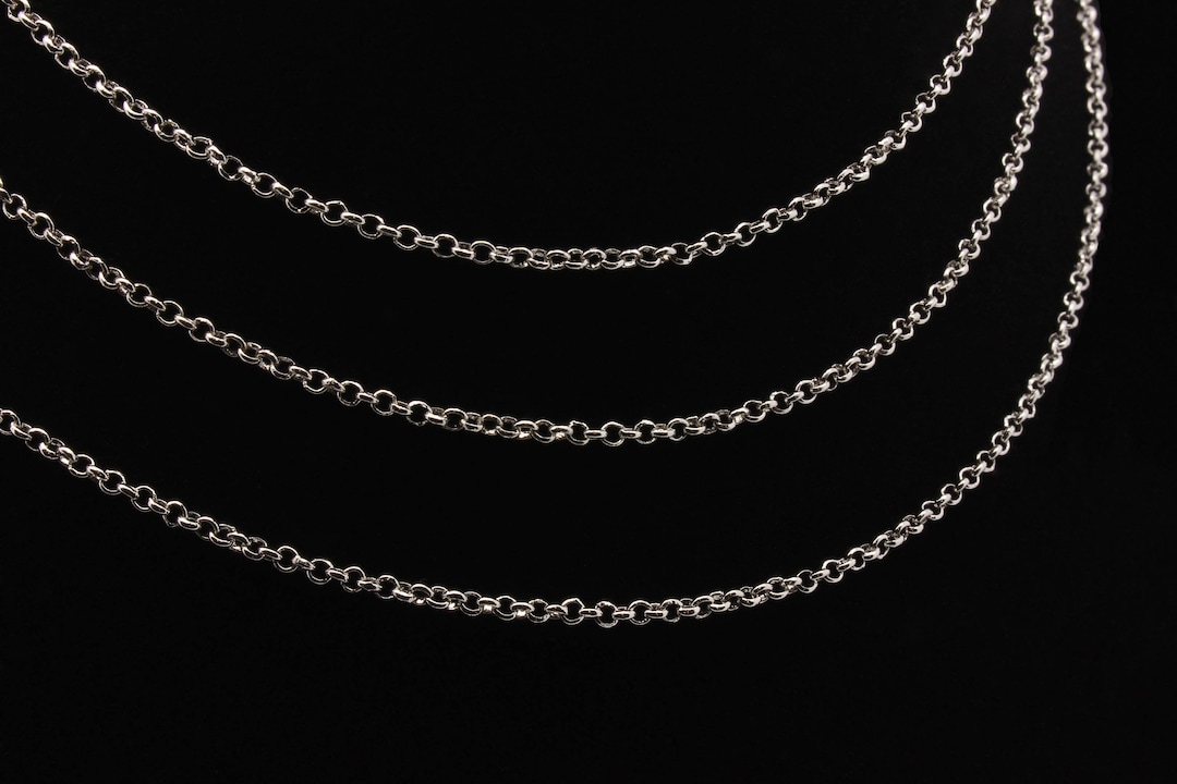 3 Feet Dainty Rhodium Plated Silver Rolo Chain: 2mm Oval Links - Etsy