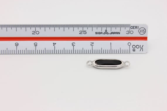 Round Bracelet Connector 22L3-18S-12C Black Matt Glass Real Rhodium Plated Over Brass Silver Tone Charm 1 Pcs Glass Bracelet Connector