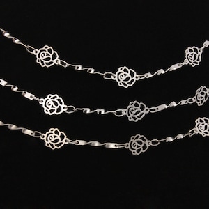 Silver Rose Chain: Rhodium Plated Brass, 3 Feet