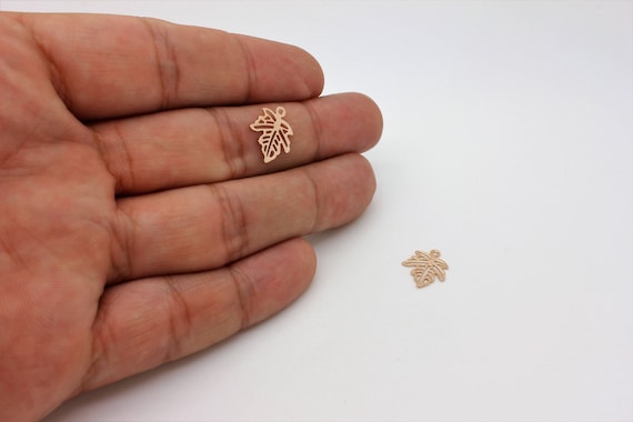 2 Rose Gold Maple Leaf Charms: Nature Jewelry Supplies