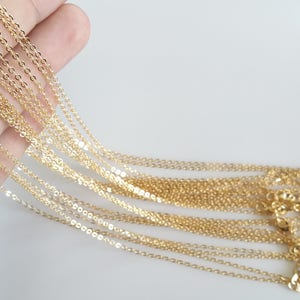 10 Pcs Gold Cable Chain Beads 16K Gold Necklace Anti Tarnish image 3