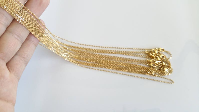 10 Gold Necklace Chain, Gold Chain, Thin Chain, Delicate Chain, Gold Bulk Chain, Chain Supply, 16K Real Gold Plated, Jewelry Beads 1CH-GP-10 image 1