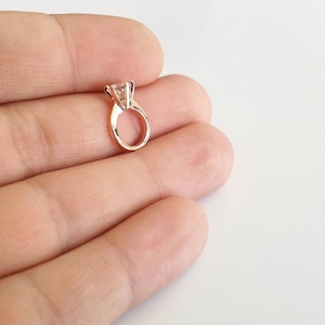 Rose Gold Plated Mini Ring Charm: Cubic Zirconia Pendant 1 Pc