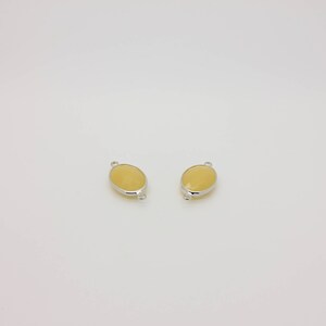 1 Pcs, Yellow Matt Glass Stone Connector Pendant Rhodium Plated Framed Link Charm, 22L4-24S-12C