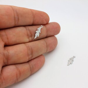 Tiny Rhodium Plated Leaf Pendant: DIY Jewelry Supply (2 Pcs)