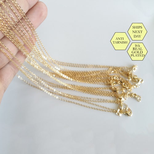 10 Pcs Gold Cable Chain Beads 16K Gold 