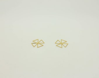 Gold Triangle Connector Pendants: 16K Gold Plated Charm (2 Pcs)