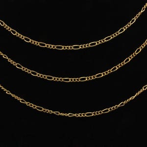 16K Gold Plated Figaro Chain: Dainty Oval Link, 3 Feet