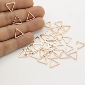 10pcs Rose Gold Triangle Charm Connectors: 11mm Jewelry Links (22R1-05R-04C)
