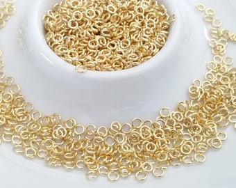 Gold Jump rings, 16K Gold Plated, 3mm Round, 24 Gauge, 0.6 x 3mm, Nickel and Lead Free, Environment Friendly, 50gram