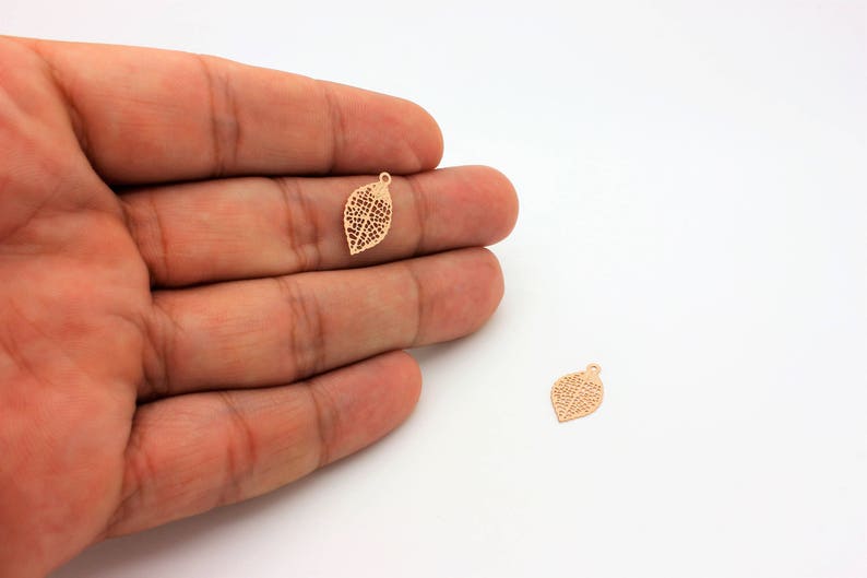 Leaf Pendant Real Rose Gold Plated Over Brass Nature Etsy