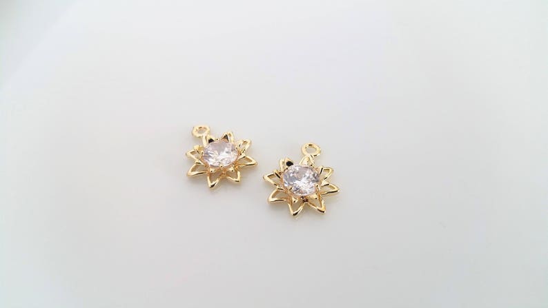 Flower Cubic Zirconia Pendant Jewelry Supply not imitation plating 15.5x13x3.8mm 12L4-10G-04C Craft Supplies Real 16K Gold Plated