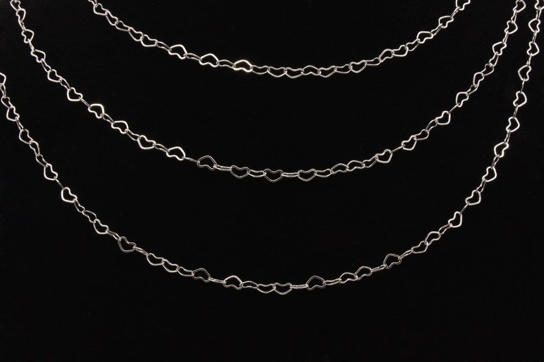 Rhodium-plated multi-heart chain – perfect for DIY necklaces, bracelets, and personalized jewelry creations!