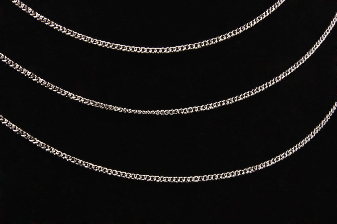 Plain silver chain necklace real rhodium plated chain brass chain