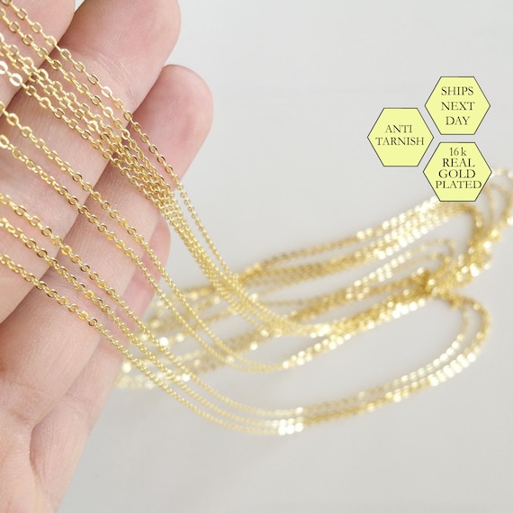10 Pcs 16K Gold Necklace Anti Tarnish 