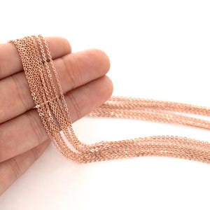 10 Rose Gold Plated Brass Chain Necklaces: Anti Tarnish Rolo Cable Chain, 18&quot;