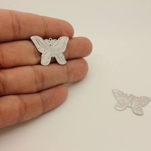 2 Pcs, Small Butterfly Connector Silver Butterfly Pendant Rhodium Plated Butterfly Charm Fairy Jewelry Wholesale Supply, 11R2-18S-13C