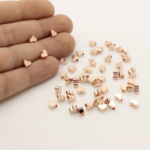Rose Gold Heart Charm Spacers: Tiny Heart Pendants, Jewelry Supply (10 Pcs)