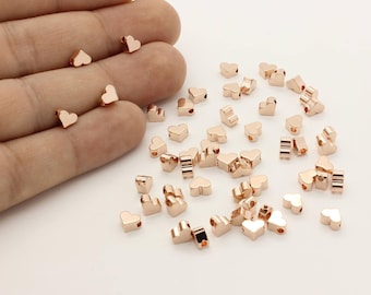 Rose Gold Heart Charm Spacers: Tiny Heart Pendants, Jewelry Supply (10 Pcs)