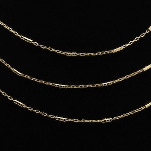 16K Gold Plated Chain Necklace: Oval Bar Design, 3 Feet