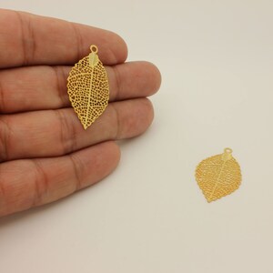 2 Pcs, Leaf Pendant 16K Gold Plated Leaf Charm Leaf Earring Pendant Leaf Jewelry Wholesale Supplies, 11R2-22G-13C