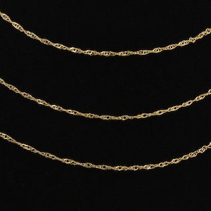 16K Gold Plated Rope Chain Necklace: Brass Twist Chain, 3 Feet
