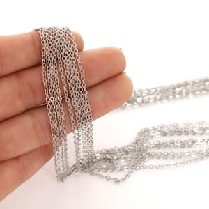 10 Rhodium Necklace Chains: Diamond Cut Jewelry Supplies 18 Inch