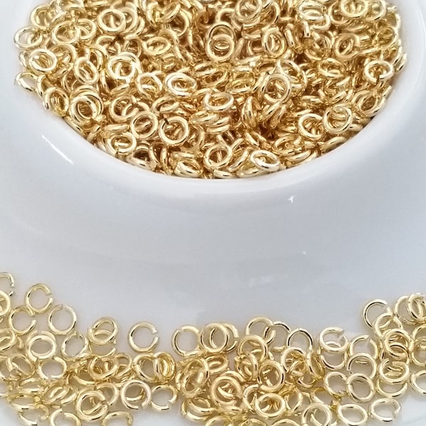 Jumpring, 16K Gold Plated, 3mm Round, 21 Gauge, 0.7 x 3mm, Nickel and Lead Free, Environment Friendly, 50gram