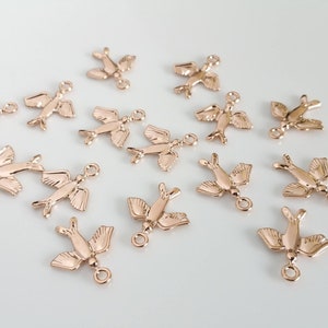Rose Gold Flying Swallow Bird Charm: (1 Pc) DIY Jewelry Supply
