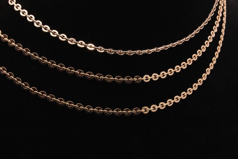 Real Rose Gold Plated Chain Necklace Long Link Chain Pendant Etsy