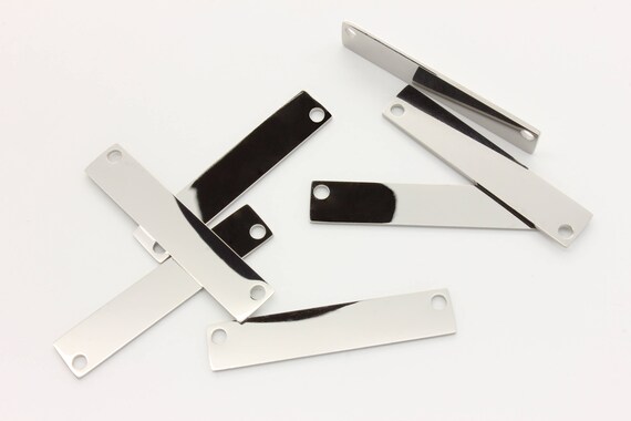 Silver Blank Bar Charm Bar Pendant Personalized Bar Etsy - image 0