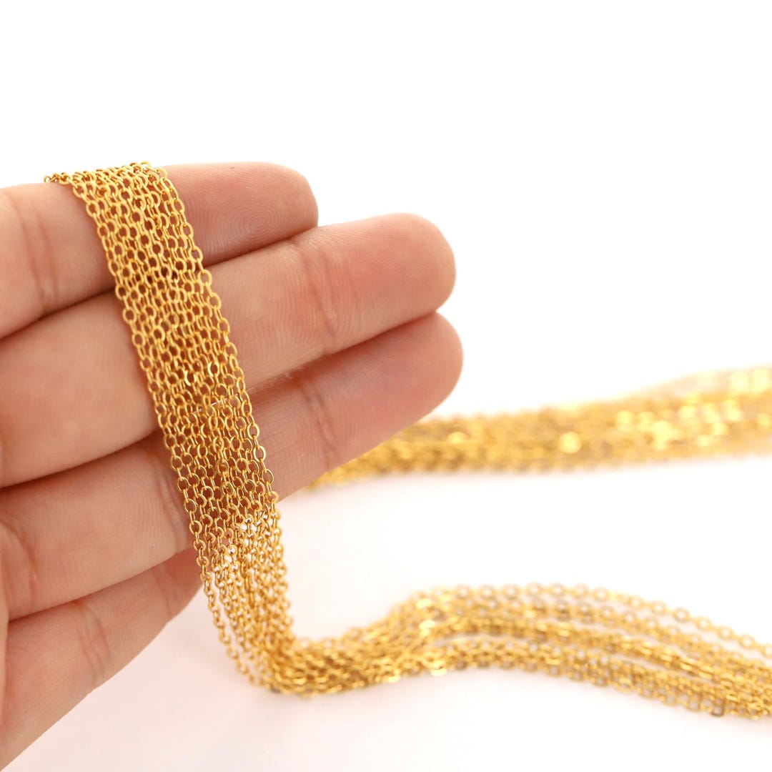16 Ft Bulk Aluminum Texture Cable Chain – Bright Gold Tone, 8.5x6mm Links – Unbranded