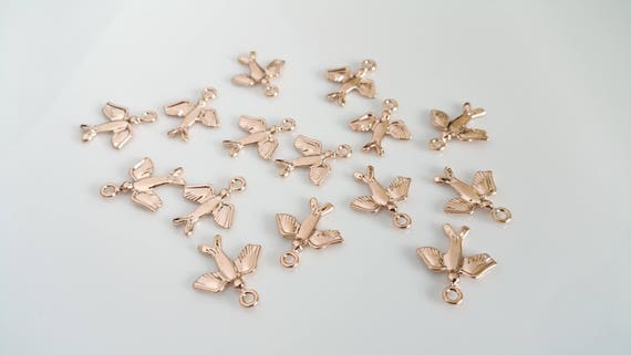 Rose Gold Plated Bird charm -RSGLD-140 38x24mm Rose Gold Plate brass bird necklace pendants