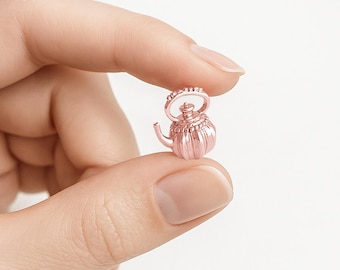 Ciondolo a forma di teiera in oro rosa – 1 ciondolo da fiaba per collana, braccialetto o creazione di gioielli fai da te