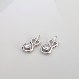 Rhodium Plated Infinity Heart Charm with Cubic Zirconia (1 Pc)