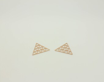 2 Rose Gold Triangle Connector Pendants: Geometric Charms