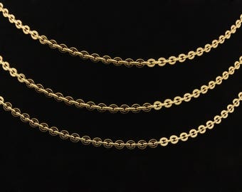 Real 16K Gold Plated Delicate Chain, Round Link Chain, Bulk Chain, Link Chain, Jewerly Supplies, Gold Round Chain, 3 Feet, CH11-G-06C