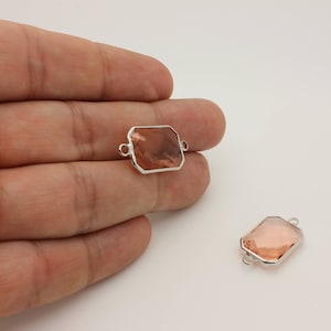 1 Pcs, Square Champagne Glass Connector Pendant Rhodium Plated Square Charm, 22L2-12S-11C