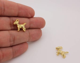 Dije de perro 3D de oro: (1 pieza) Colgante chapado en oro de 16 quilates para hacer joyas