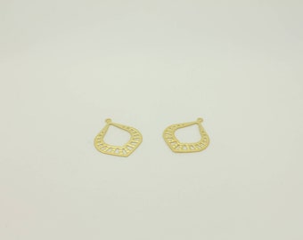 16K Gold Plated Teardrop Charm Connectors: Earring Pendants (2 Pcs)