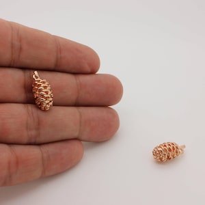 Rose Gold Pinecone Charm: 3D Pendant, DIY Jewelry Supply (1 Pc)