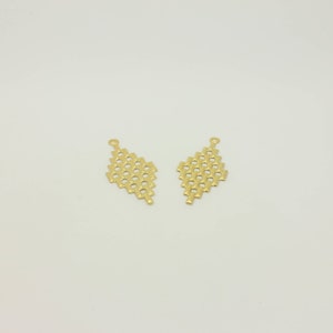 2 Pcs 16K Gold Plated Rhombus Earring Charms: Geometric Pendants