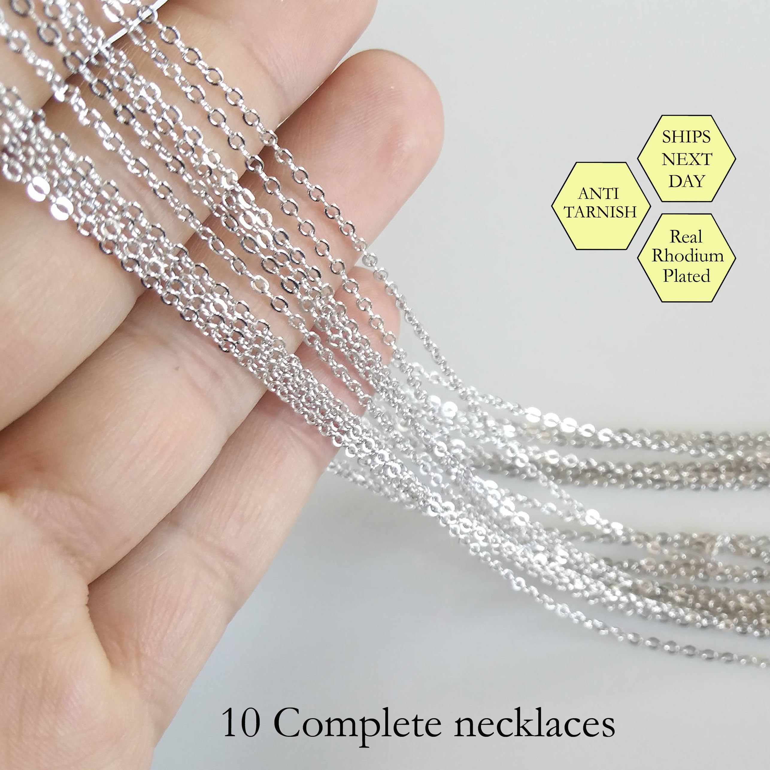 selizo 30 Pack Necklace Chains Bulk for Jewelry Making Bulk Necklace Chains  Silver Plated Cable Chains for Jewelry Making 1.2 mm (18 Inches)